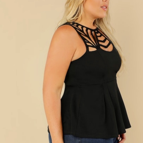 1 left Cage Chest Peplum dressy tank Top - Picture 4 of 7